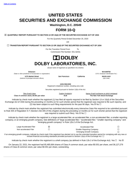 United States Securities and Exchange Commission Dolby