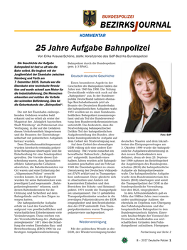 BEZIRKSJOURNAL 25 Jahre Aufgabe Bahnpolizei