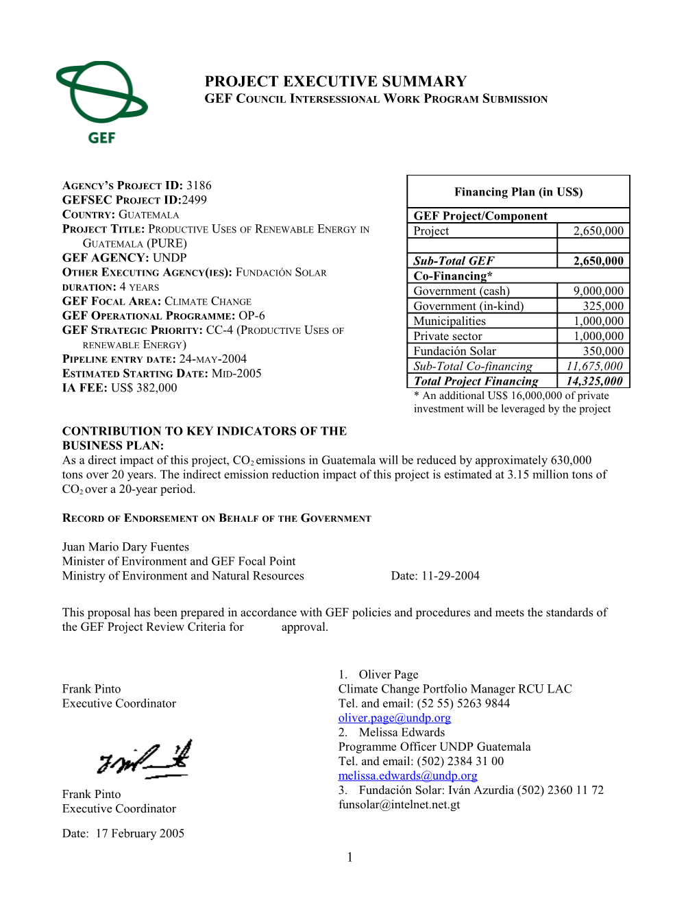 GEF Executive Summary