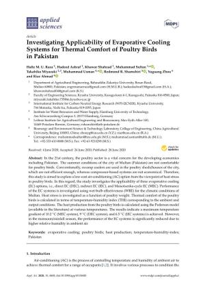 Investigating Applicability of Evaporative Cooling Systems for Thermal Comfort of Poultry Birds in Pakistan