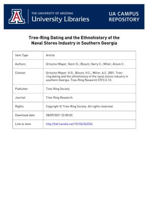 Tree -Ring Dating and the Ethnohistory of the Naval Stores Industry in Southern Georgia