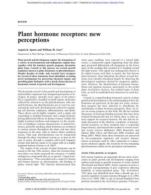 Plant Hormone Receptors: New Perceptions