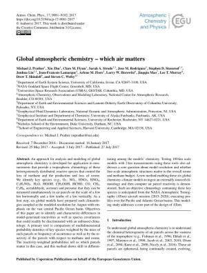 Global Atmospheric Chemistry – Which Air Matters