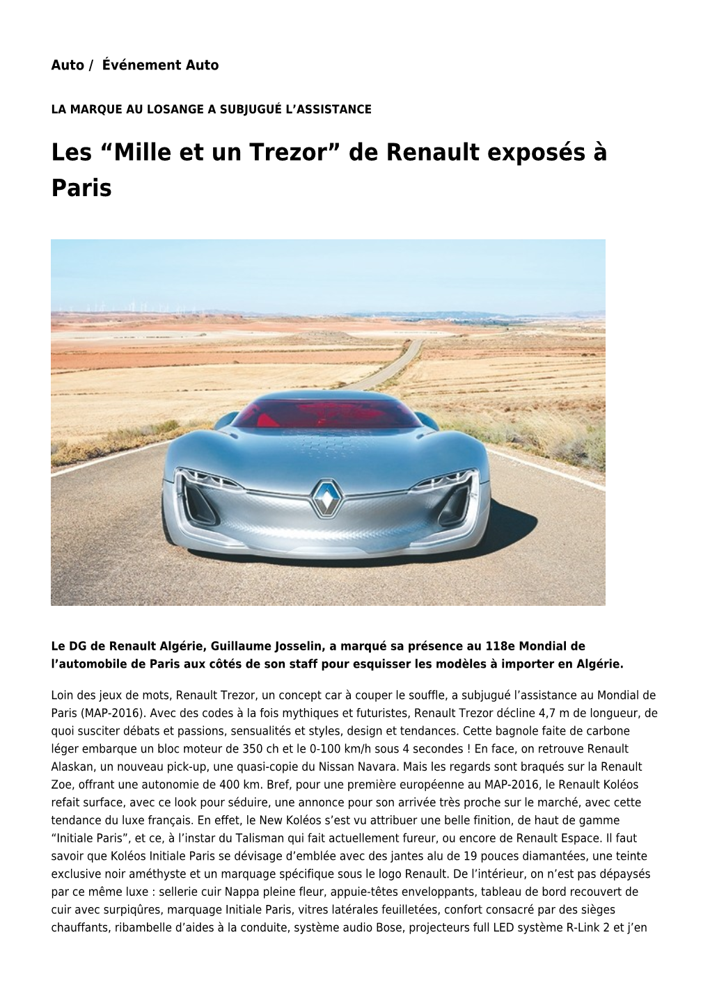 Les “Mille Et Un Trezor” De Renault Exposés À Paris: Toute L'actualité Sur Liberte-Algerie.Com
