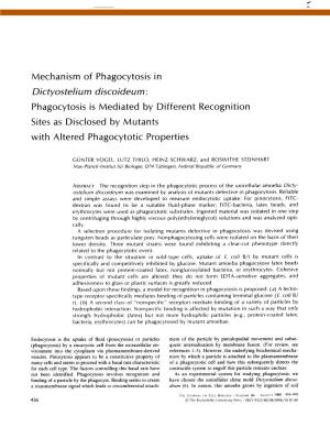 Mechanism of Phagocytosis in Phagocytosis Is Mediated by Different Recognition Sites As Disclosed by Mutants with Altered Phagoc