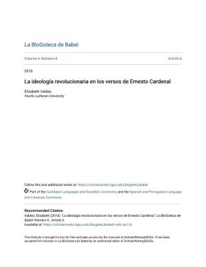 La Ideología Revolucionaria En Los Versos De Ernesto Cardenal