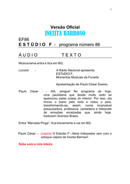 Versão Oficial INEZITA BARROSO EF86 E S T Ú D I O F - Programa Número 86
