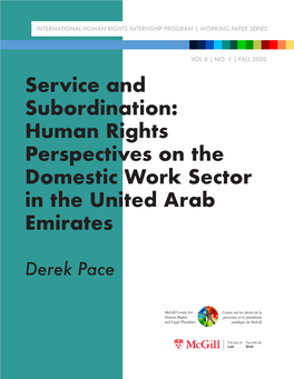 Service and Subordination: Human Rights Perspectives on the Domestic Work Sector in the United Arab Emirates