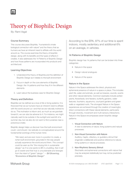 Theory of Biophilic Design By: Rami Vagal