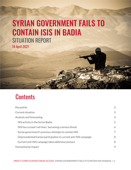SYRIAN GOVERNMENT FAILS to CONTAIN ISIS in BADIA SITUATION REPORT 14 April 2021