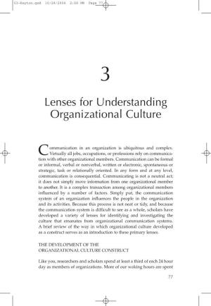 Lenses for Understanding Organizational Culture