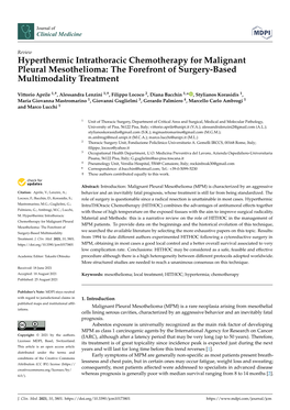 Hyperthermic Intrathoracic Chemotherapy for Malignant Pleural Mesothelioma: the Forefront of Surgery-Based Multimodality Treatment