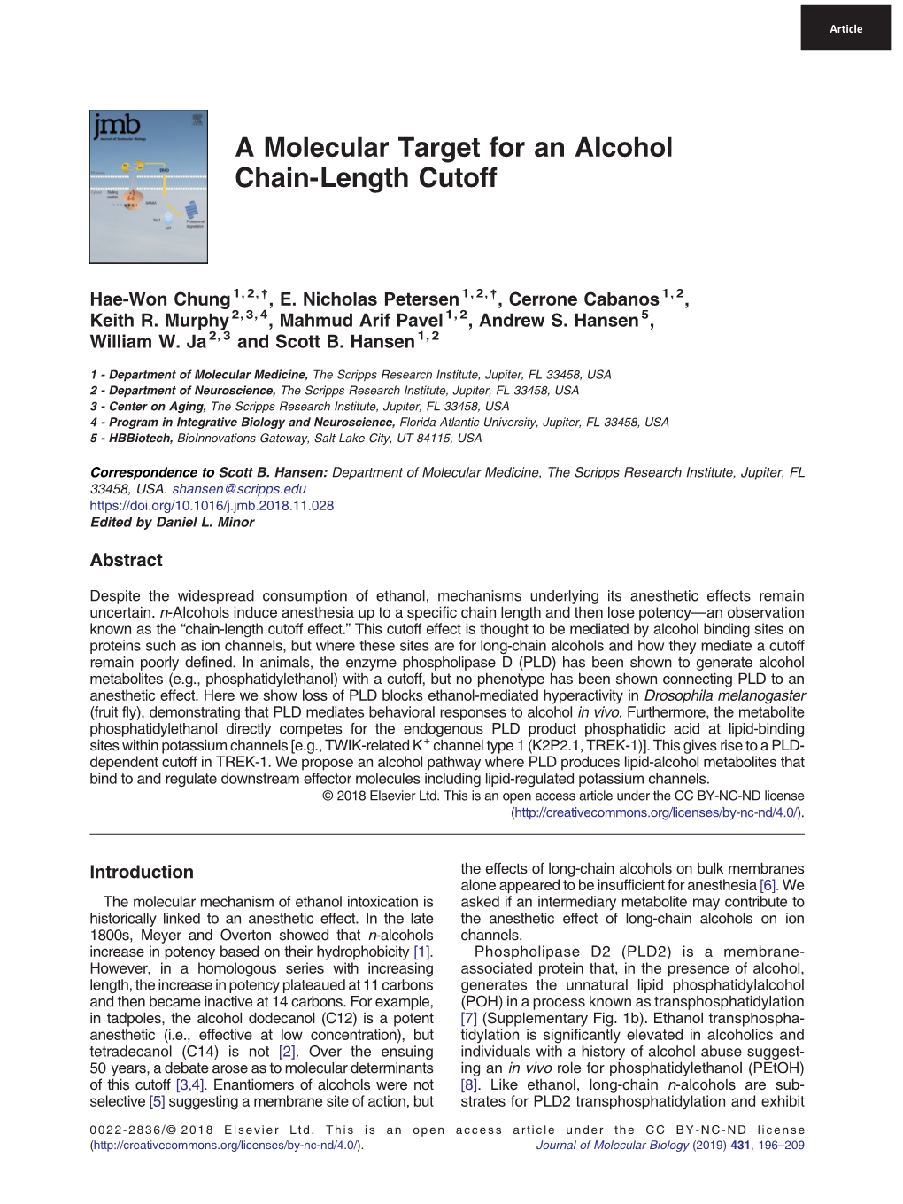 A Molecular Target for an Alcohol Chain-Length Cutoff