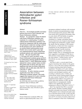 Association Between Helicobacter Pylori Infection and Posner–Schlossman Syndrome