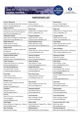 TFP Vienna Participants List