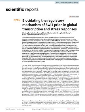Elucidating the Regulatory Mechanism of Swi1 Prion in Global Transcription