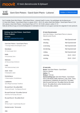 IC Trein Dienstrooster & Lijnroutekaart