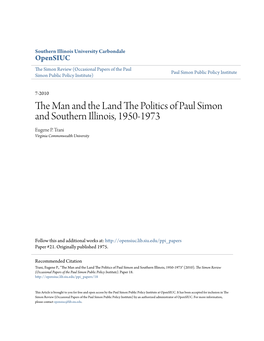 The Man and the Land the Politics of Paul Simon and Southern Illinois, 1950-1973