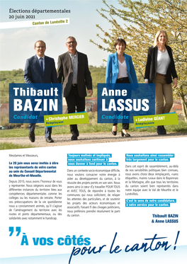BAZIN LASSUS Candidat Candidate + Christophe MERCIER + Ludivine GÉANT Remplaçant Remplaçante