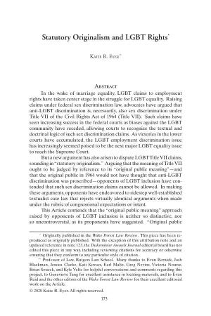 Statutory Originalism and LGBT Rights*
