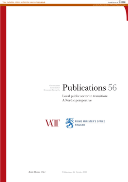 Publications 56 Economic Research Local Public Sector in Transition: a Nordic Perspective