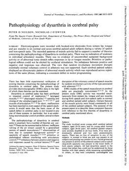 Pathophysiology of Dysarthria in Cerebral Palsy