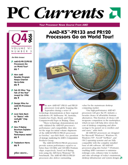 AMD-K5 -PR133 and PR120 Q4 Processors Go on World Tour! VOLUME VII NUMBER 3