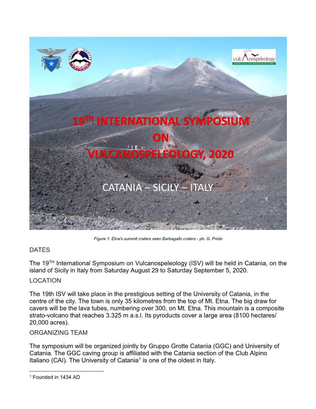 First Circular - 19Th International Symposium on Vulcanospeleology