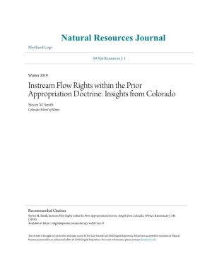 Instream Flow Rights Within the Prior Appropriation Doctrine: Insights from Colorado Steven M