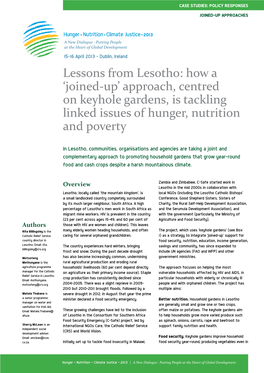 Lessons from Lesotho: How a 'Joined-Up' Approach, Centred on Keyhole Gardens, Is Tackling Linked Issues of Hunger, Nutrition