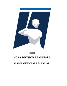 2018 NCAA Division I Baseball Game Officials Manual