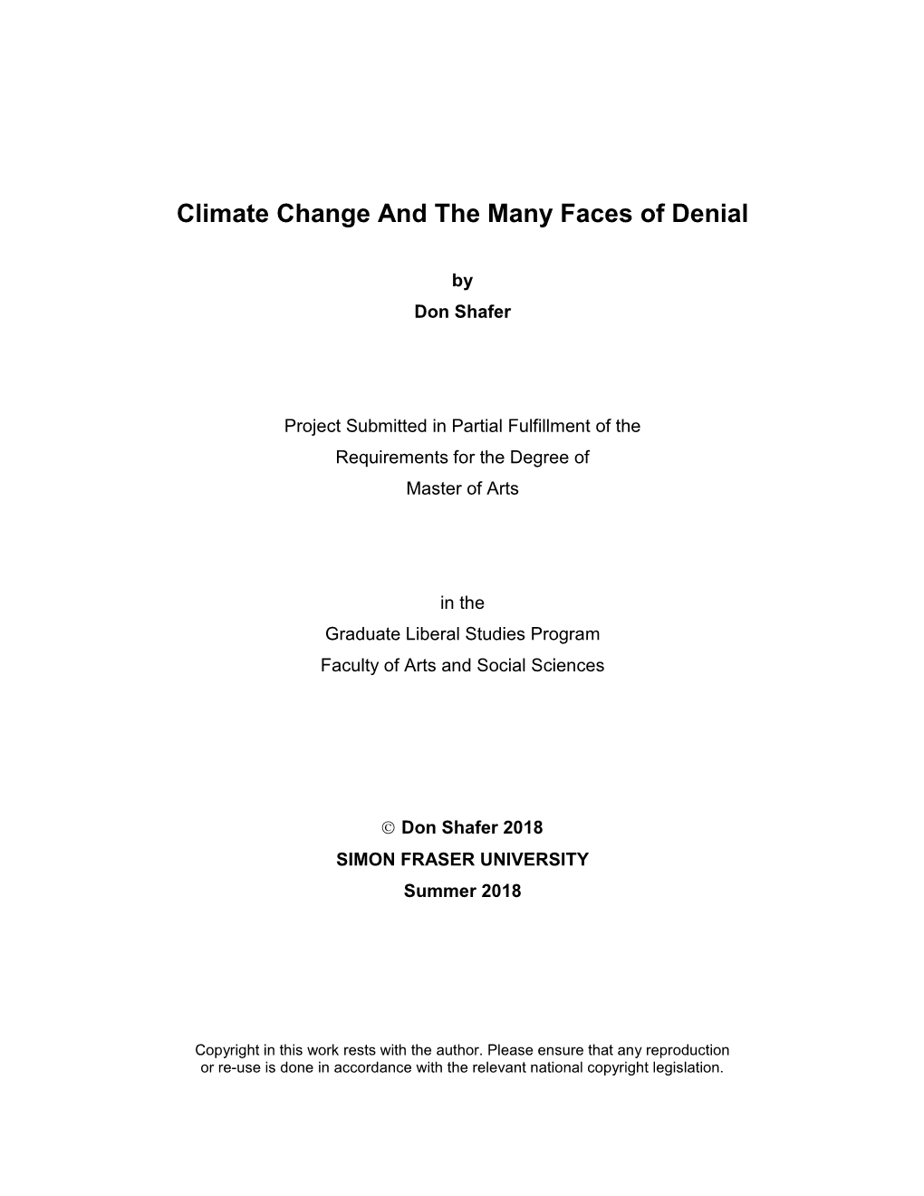 Climate Change and the Many Faces of Denial