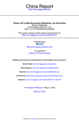 China-Sri Lanka Economic Relationship to Be One-Sided with All the Benefits Flowing to Sri Lanka from China