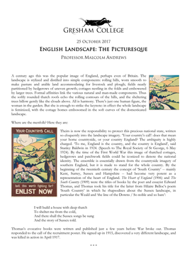 English Landscape: the Picturesque