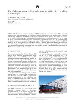 Use of Electro-Dynamic Braking on Locomotives and Its Effect on Rolling Contact Fatigue