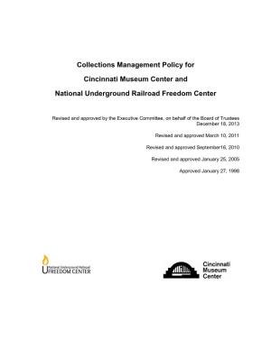 Collections Management Policy for Cincinnati Museum Center And
