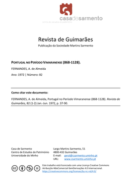 Revista De Guimarães Publicação Da Sociedade Martins Sarmento