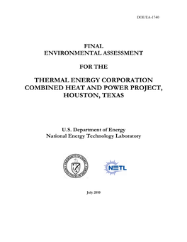 Thermal Energy Corporation Combined Heat and Power Project, Houston, Texas