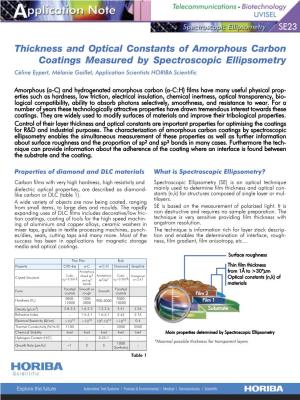Thickness and Optical Constants of Amorphous Carbon Coatings