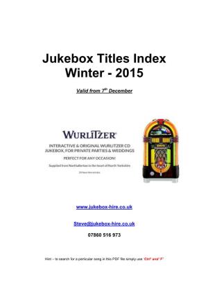 Jukebox Titles Index Winter � 2015
