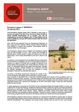 Emergency Appeal Niger: Food Insecurity