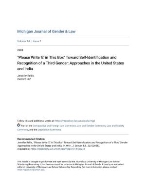 Toward Self-Identification and Recognition of a Third Gender: Approaches in the United States and India
