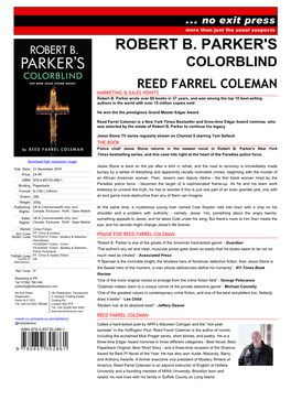 ROBERT B. PARKER's COLORBLIND REED FARREL COLEMAN MARKETING & SALES POINTS Robert B