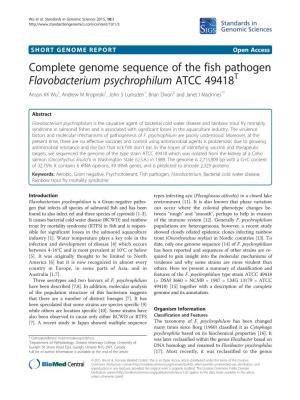Complete Genome Sequence of the Fish Pathogen Flavobacterium