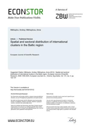 Spatial and Sectoral Distribution of International Clusters in the Baltic Region