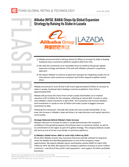 Alibaba (NYSE: BABA) Steps up Global Expansion Strategy by Raising Its Stake in Lazada