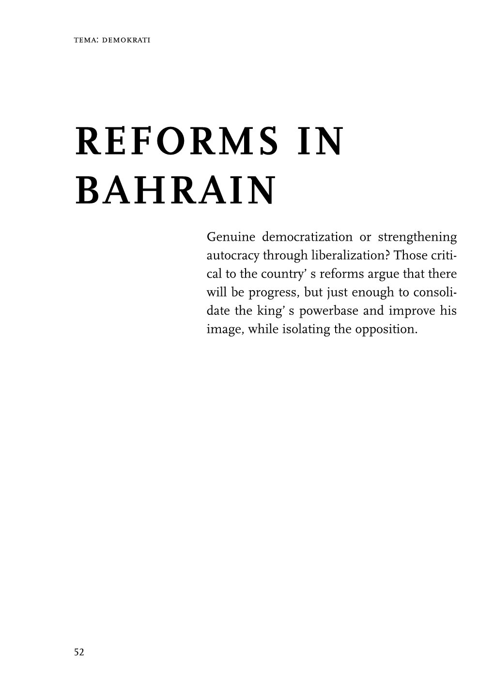 Reforms in Bahrain