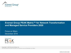 Everest Group PEAK Matrix for Network Transformation and Managed Services 2020