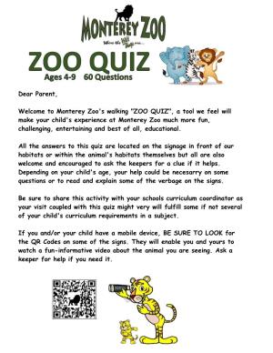 A Tool We Feel Will Make Your Child's Experience at Monterey Zoo Much More Fun, Challenging, Entertaining and Best of All, Educational