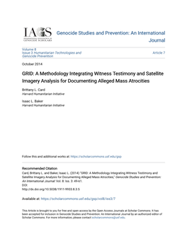 A Methodology Integrating Witness Testimony and Satellite Imagery Analysis for Documenting Alleged Mass Atrocities